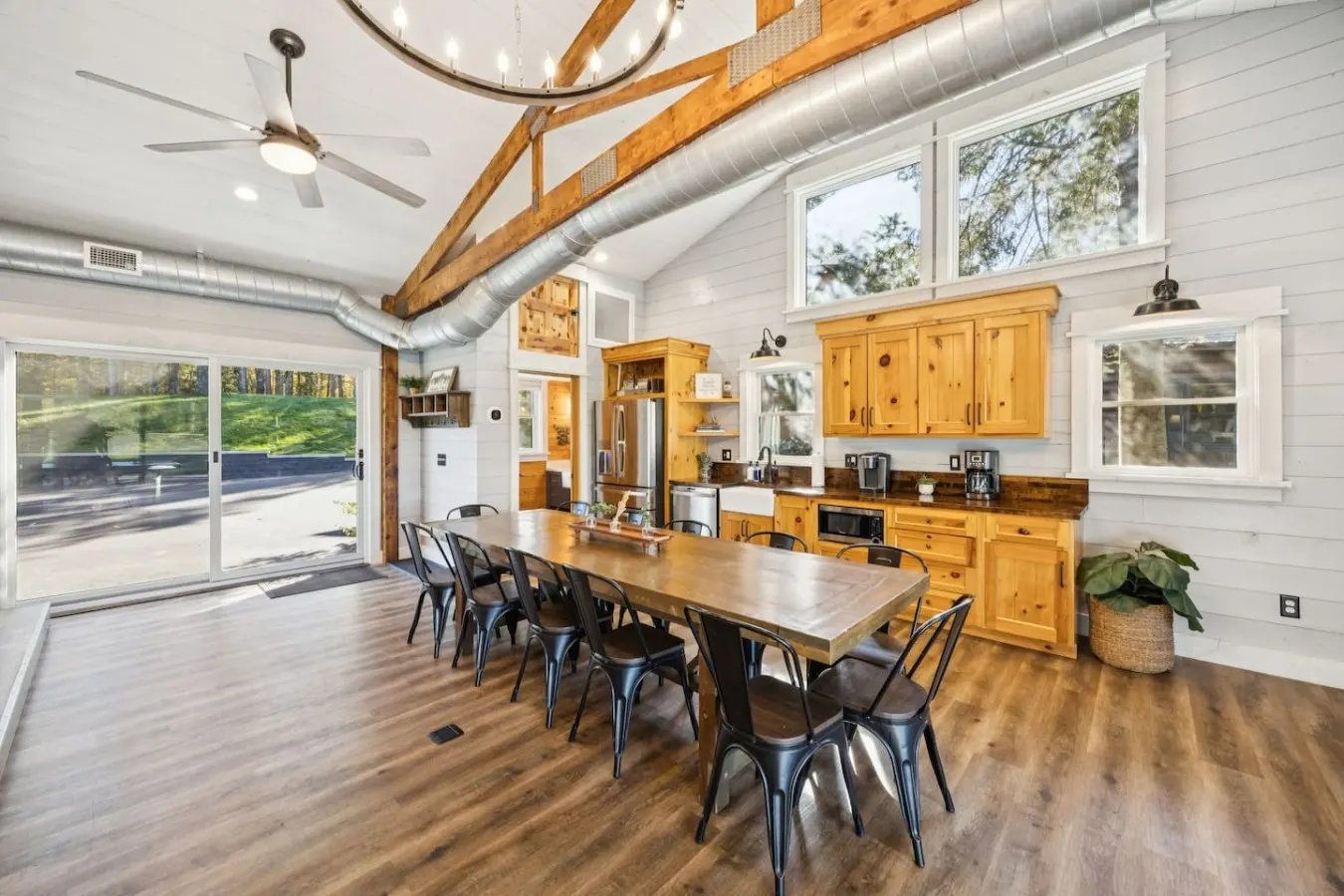 Long table in the Clubhouse beside the kitchenette