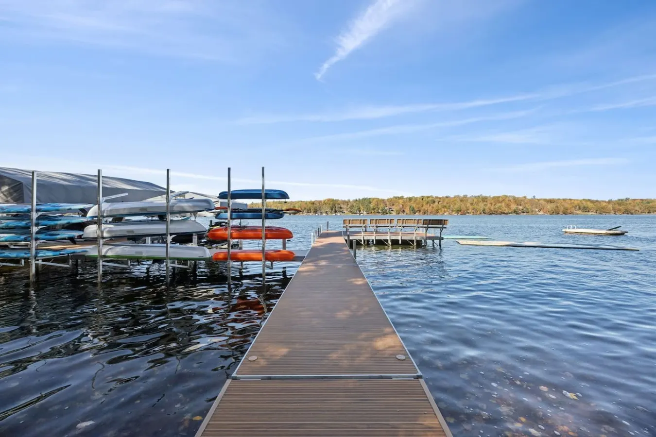 Long dock running out into the lake