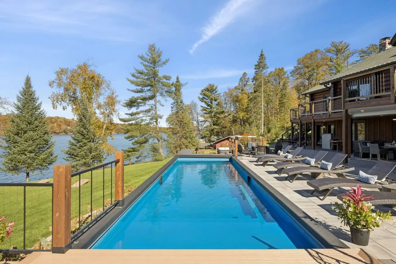 Heated pool above the lake